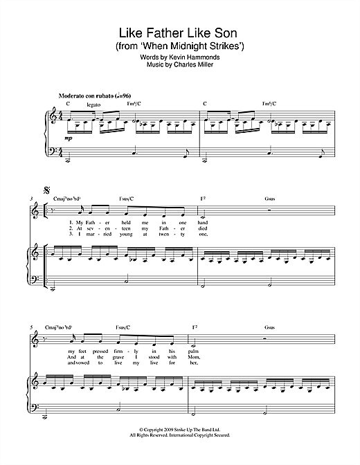 Charles Miller & Kevin Hammonds Like Father Like Son (from When Midnight Strikes) Sheet Music Notes & Chords for Piano & Vocal - Download or Print PDF