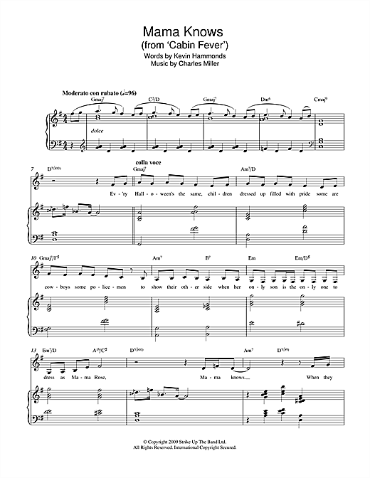 Charles Miller & Kevin Hammonds Mama Knows (from Cabin Fever) Sheet Music Notes & Chords for Piano & Vocal - Download or Print PDF