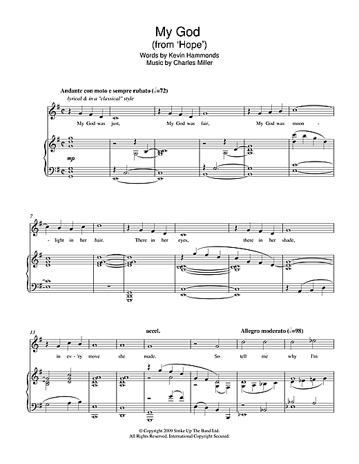 Charles Miller & Kevin Hammonds My God (from Hope) Sheet Music Notes & Chords for Piano & Vocal - Download or Print PDF