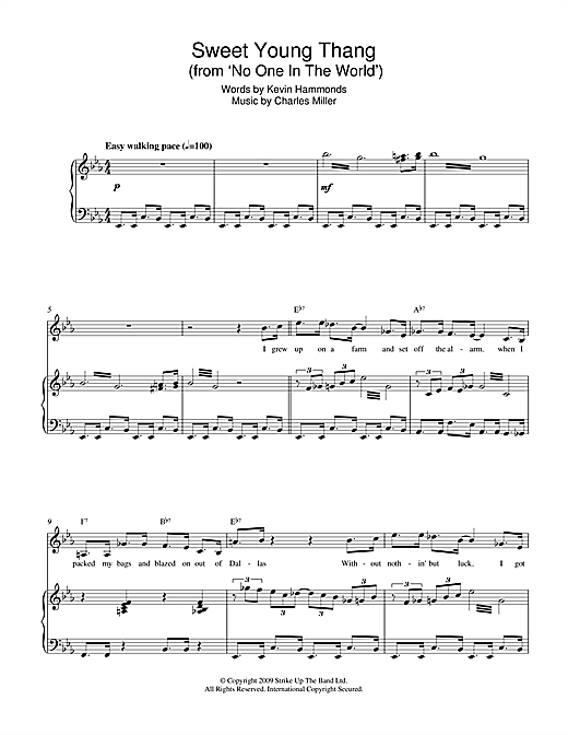 Charles Miller & Kevin Hammonds Sweet Young Thang (from No One In The World) Sheet Music Notes & Chords for Piano & Vocal - Download or Print PDF
