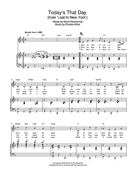 Charles Miller & Kevin Hammonds Today's That Day (from Lost In New York) Sheet Music Notes & Chords for Piano & Vocal - Download or Print PDF
