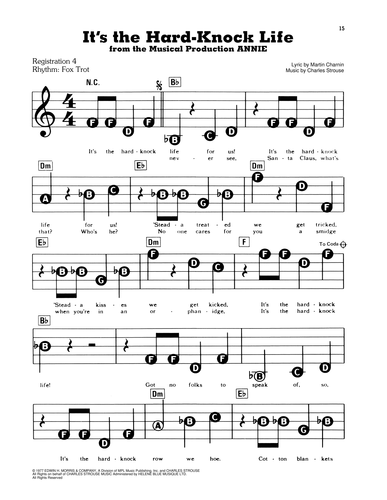 Charles Strouse It S The Hard Knock Life From Annie Sheet Music Download Pdf Score