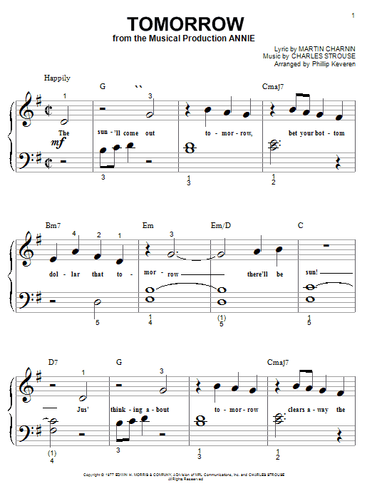 Tomorrow (from Annie) sheet music
