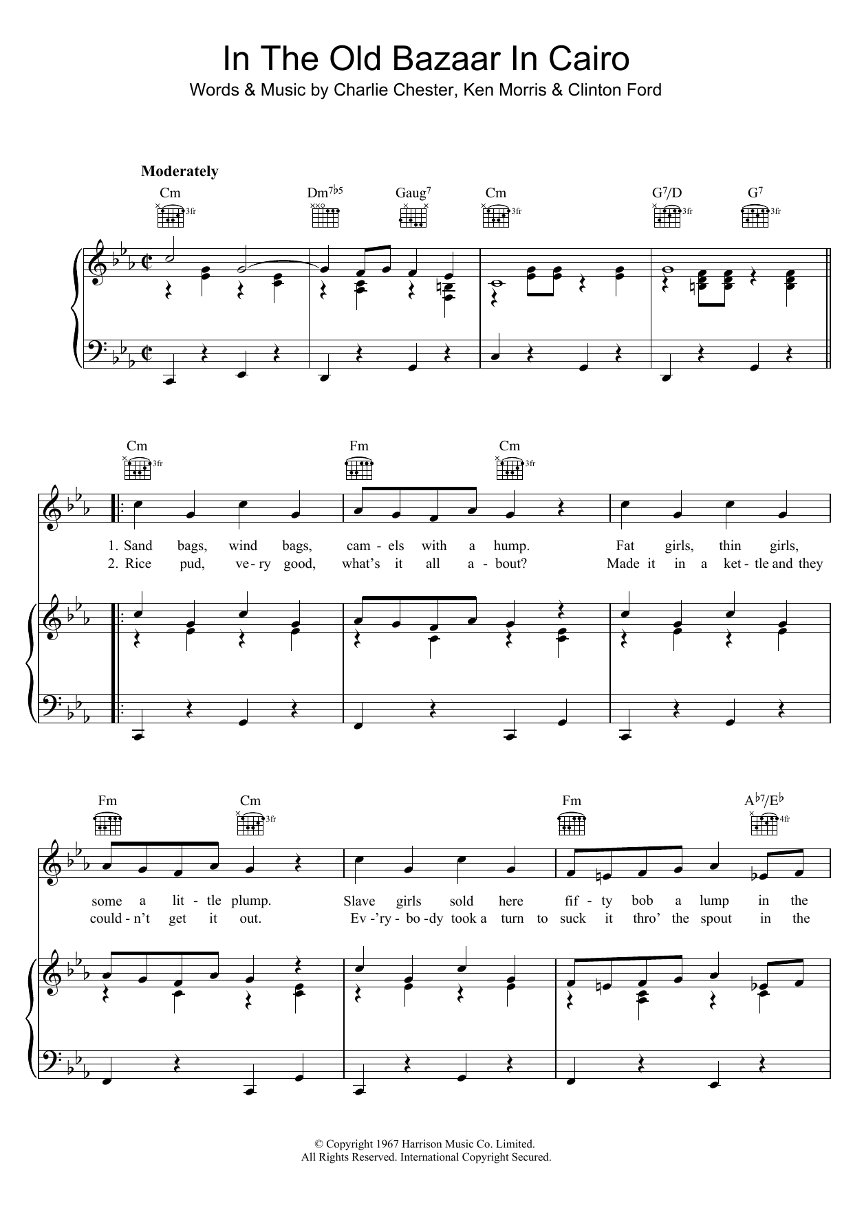 Charlie Chester In The Old Bazaar In Cairo Sheet Music Notes & Chords for Piano, Vocal & Guitar (Right-Hand Melody) - Download or Print PDF