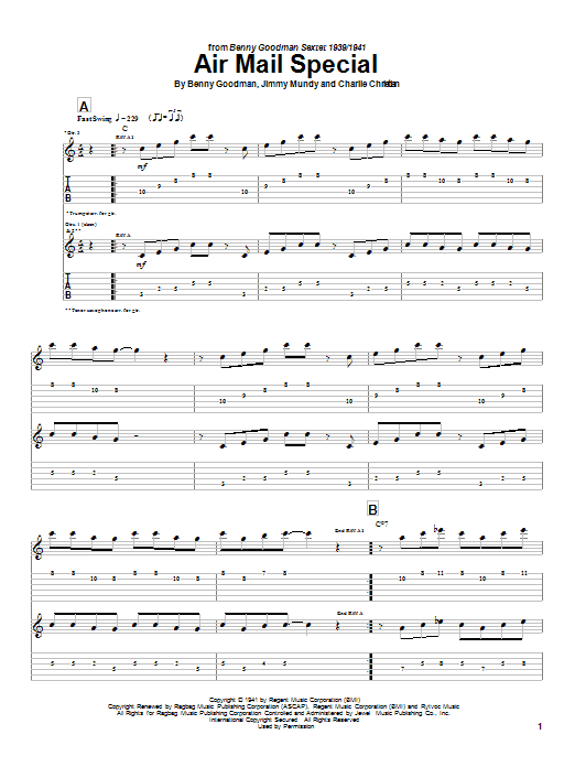 Charlie Christian Air Mail Special Sheet Music Notes & Chords for Guitar Tab - Download or Print PDF Charlie Christian Air Mail Special Sheet Music Notes & Chords for Guitar Tab - Download or Print PDF