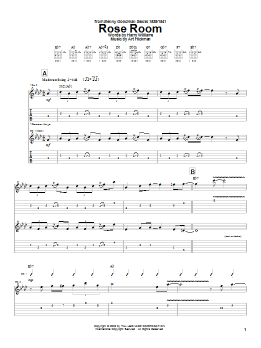Charlie Christian Rose Room Sheet Music Notes & Chords for Electric Guitar Transcription - Download or Print PDF