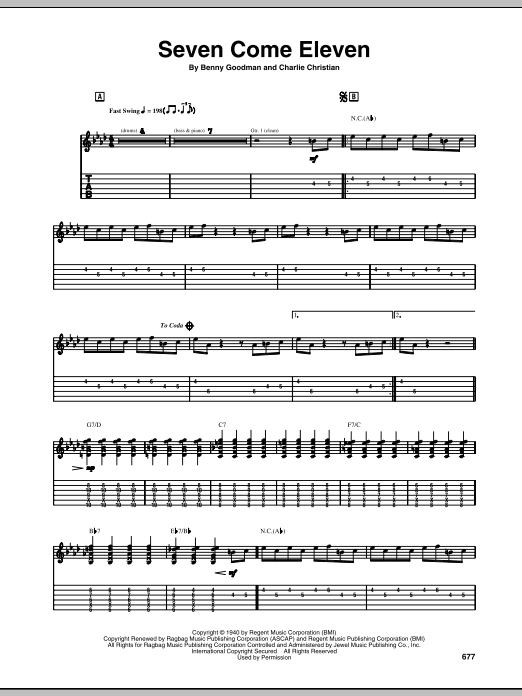 Charlie Christian Seven Come Eleven Sheet Music Notes & Chords for Guitar Tab - Download or Print PDF