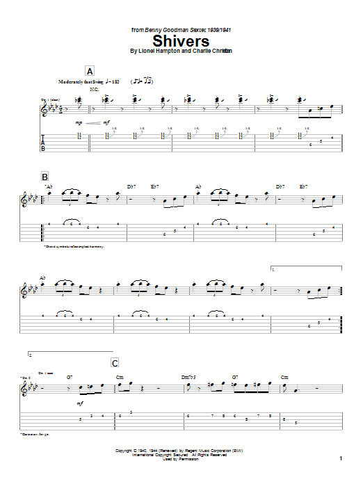 Charlie Christian Shivers Sheet Music Notes & Chords for Guitar Tab - Download or Print PDF Charlie Christian Shivers Sheet Music Notes & Chords for Guitar Tab - Download or Print PDF