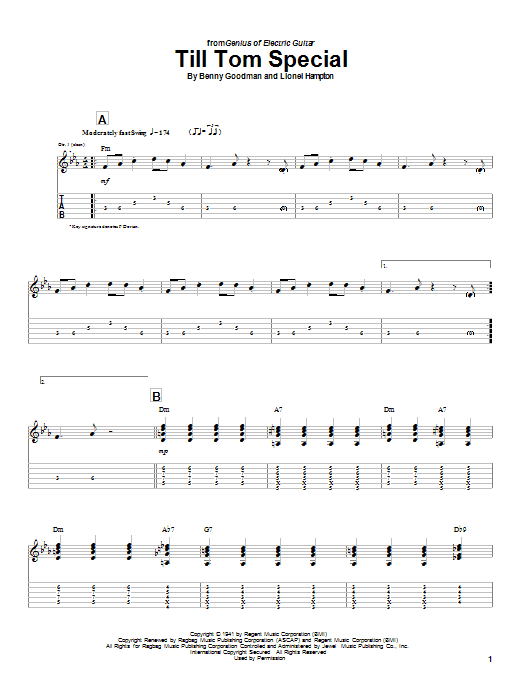 Charlie Christian Till Tom Special Sheet Music Notes & Chords for Guitar Tab - Download or Print PDF Charlie Christian Till Tom Special Sheet Music Notes & Chords for Guitar Tab - Download or Print PDF