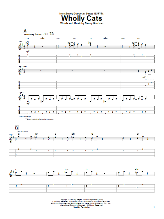 Charlie Christian Wholly Cats Sheet Music Notes & Chords for Guitar Tab - Download or Print PDF Charlie Christian Wholly Cats Sheet Music Notes & Chords for Guitar Tab - Download or Print PDF