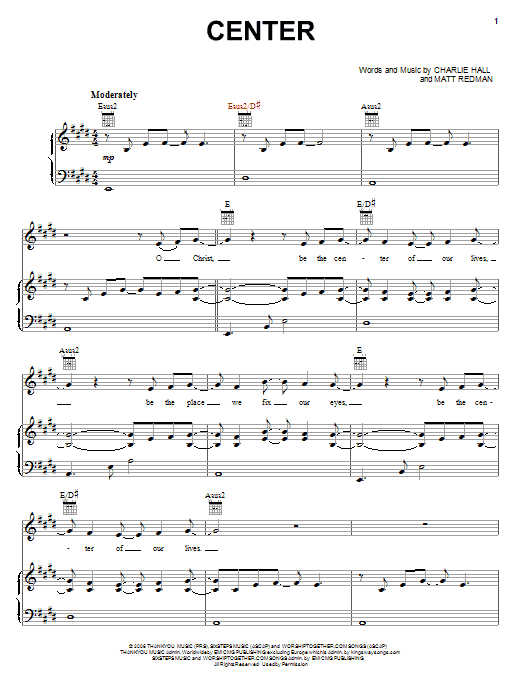 Charlie Hall Center Sheet Music Notes & Chords for Piano & Vocal - Download or Print PDF