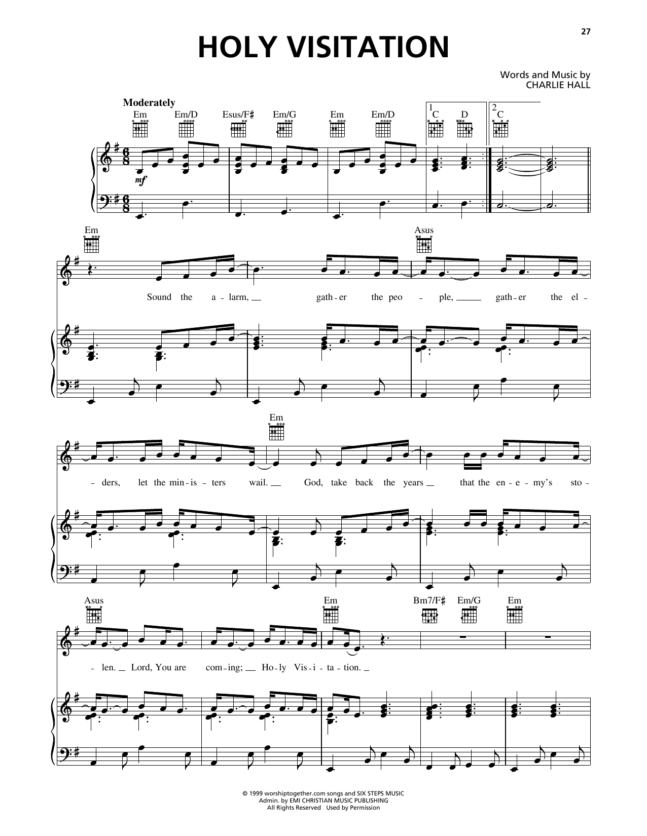 Charlie Hall Holy Visitation Sheet Music Notes & Chords for Piano, Vocal & Guitar Chords (Right-Hand Melody) - Download or Print PDF Charlie Hall Holy Visitation Sheet Music Notes & Chords for Piano, Vocal & Guitar Chords (Right-Hand Melody) - Download or Print PDF