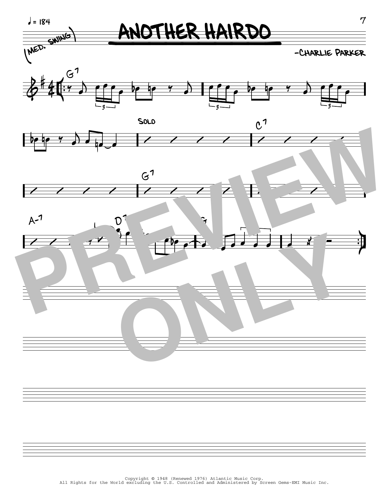 Charlie Parker Another Hairdo Sheet Music Notes & Chords for Real Book – Melody & Chords - Download or Print PDF