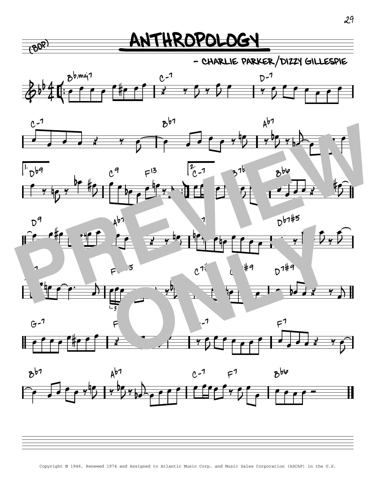 Charlie Parker Anthropology [Reharmonized version] (arr. Jack Grassel) Sheet Music Notes & Chords for Real Book – Melody & Chords - Download or Print PDF