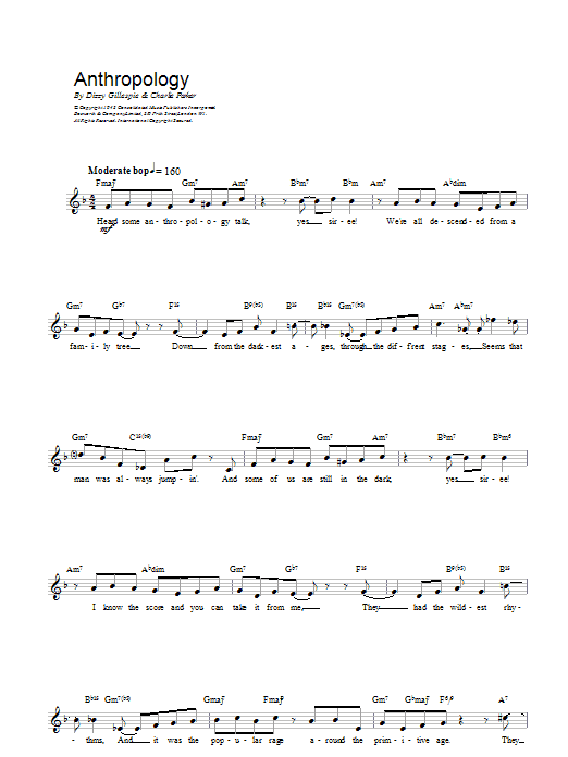 Charlie Parker Anthropology Sheet Music Notes & Chords for Alto Sax Transcription - Download or Print PDF