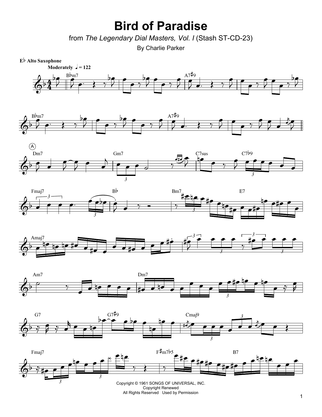 Charlie Parker Bird Of Paradise Sheet Music Notes & Chords for Real Book – Melody & Chords - Download or Print PDF