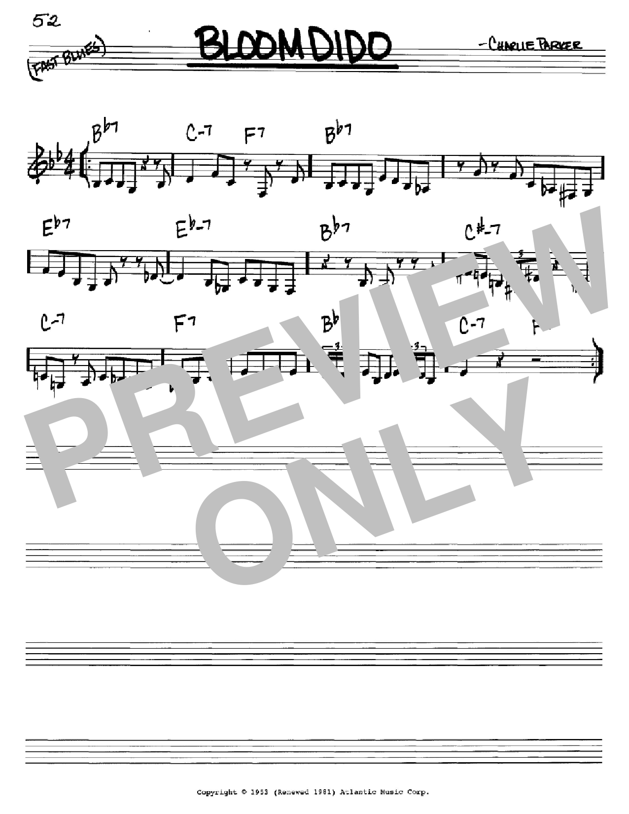 Charlie Parker Bloomdido Sheet Music Notes & Chords for Real Book – Melody & Chords - Download or Print PDF