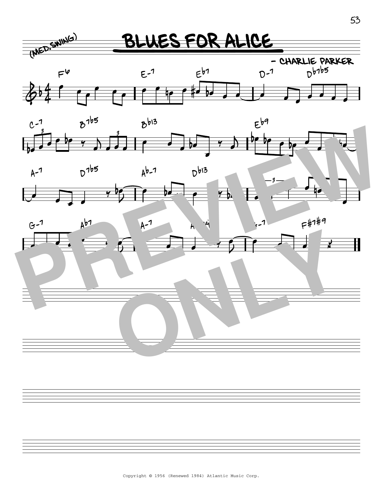 Charlie Parker Blues For Alice [Reharmonized version] (arr. Jack Grassel) Sheet Music Notes & Chords for Real Book – Melody & Chords - Download or Print PDF