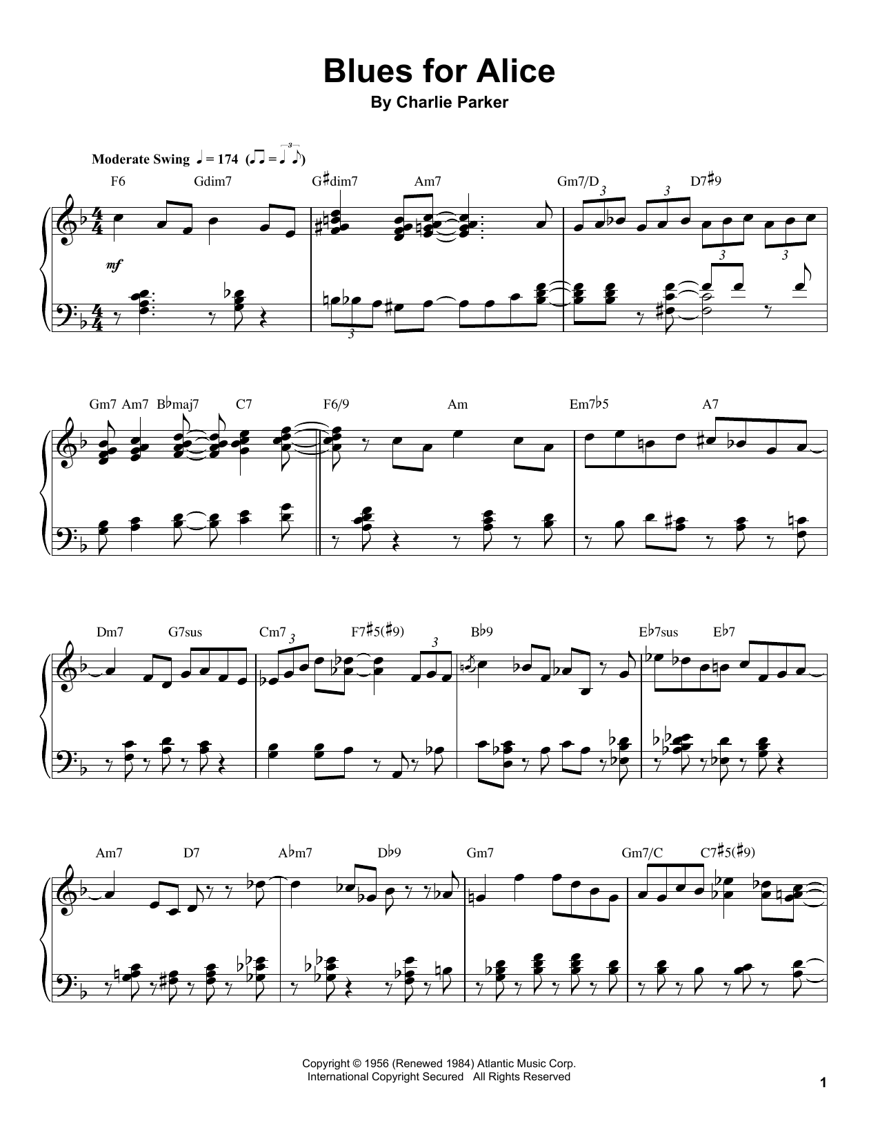 Charlie Parker Blues For Alice Sheet Music Notes & Chords for Transcribed Score - Download or Print PDF