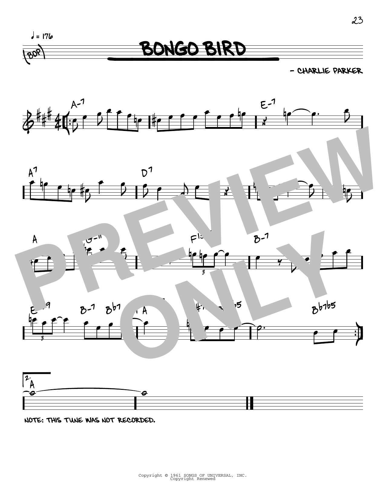 Charlie Parker Bongo Bird Sheet Music Notes & Chords for Real Book – Melody & Chords - Download or Print PDF
