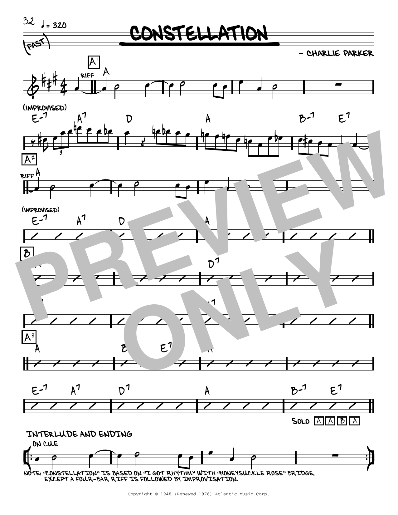 Charlie Parker Constellation Sheet Music Notes & Chords for Real Book – Melody & Chords - Download or Print PDF
