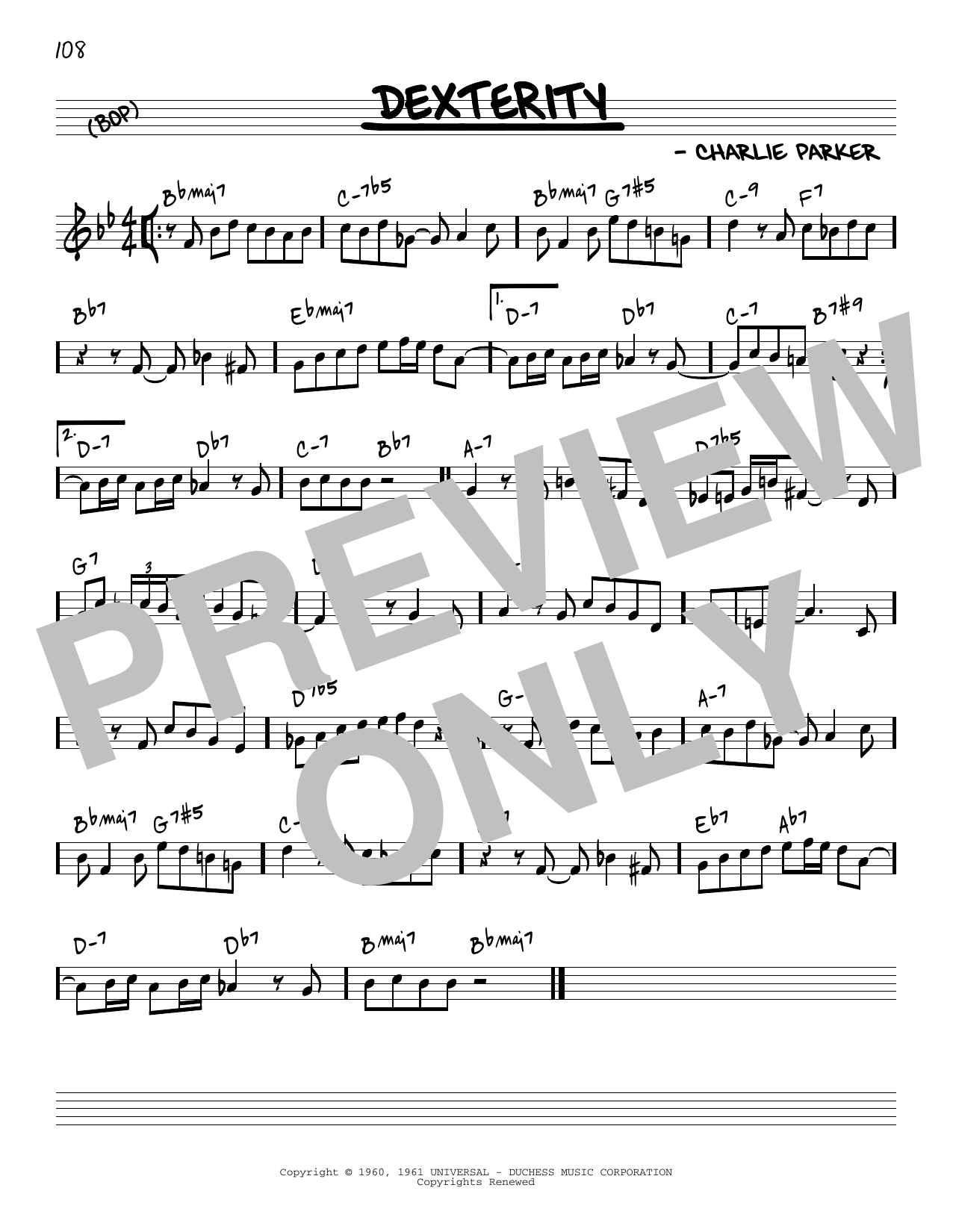 Charlie Parker Dexterity [Reharmonized version] (arr. Jack Grassel) Sheet Music Notes & Chords for Real Book – Melody & Chords - Download or Print PDF