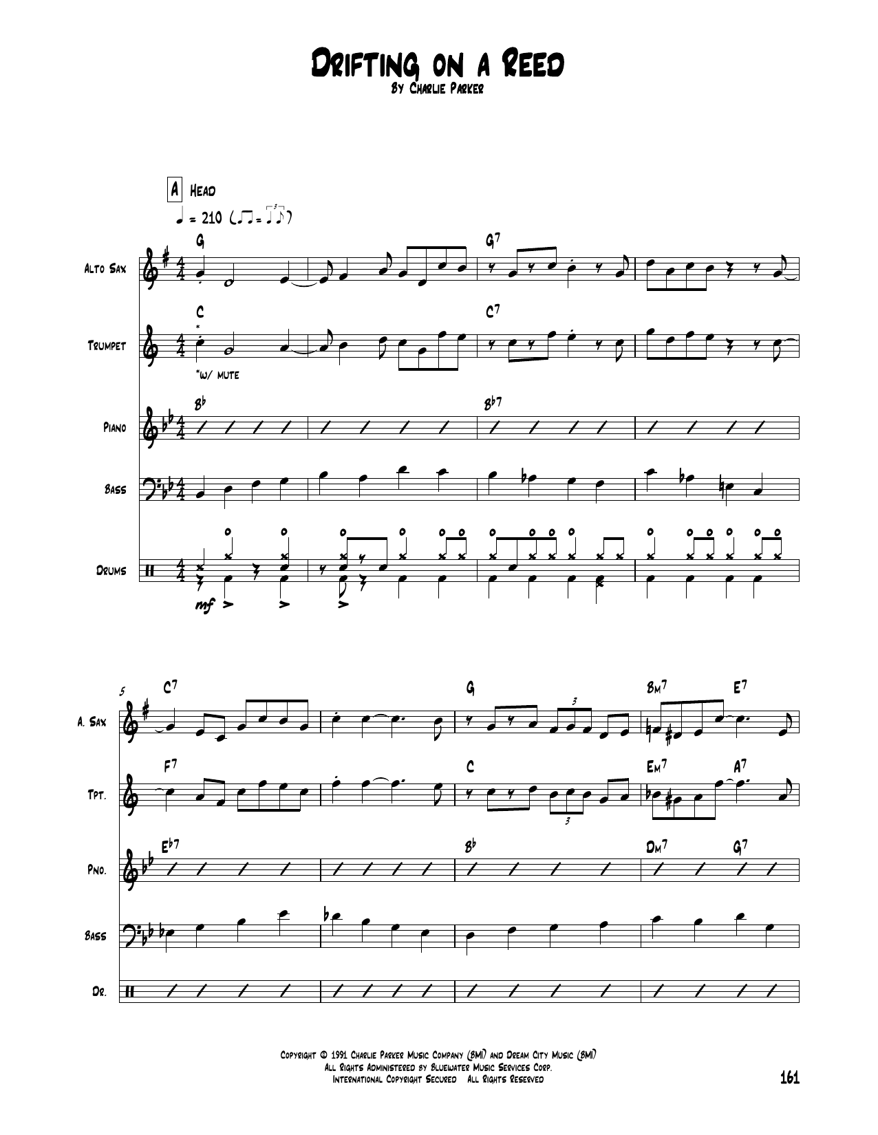 Charlie Parker Drifting On A Reed Sheet Music Notes & Chords for Transcribed Score - Download or Print PDF