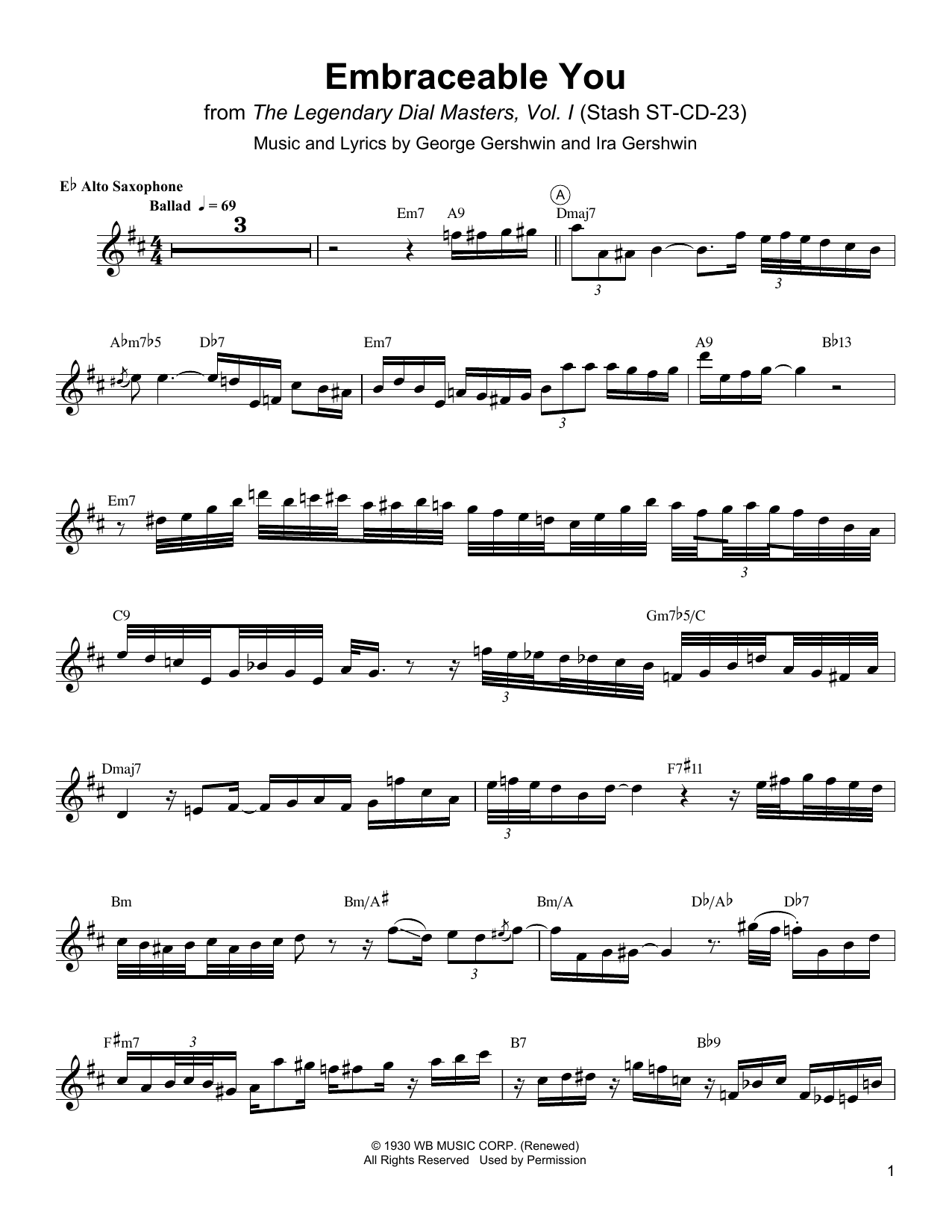 Charlie Parker Embraceable You Sheet Music Notes & Chords for Alto Sax Transcription - Download or Print PDF