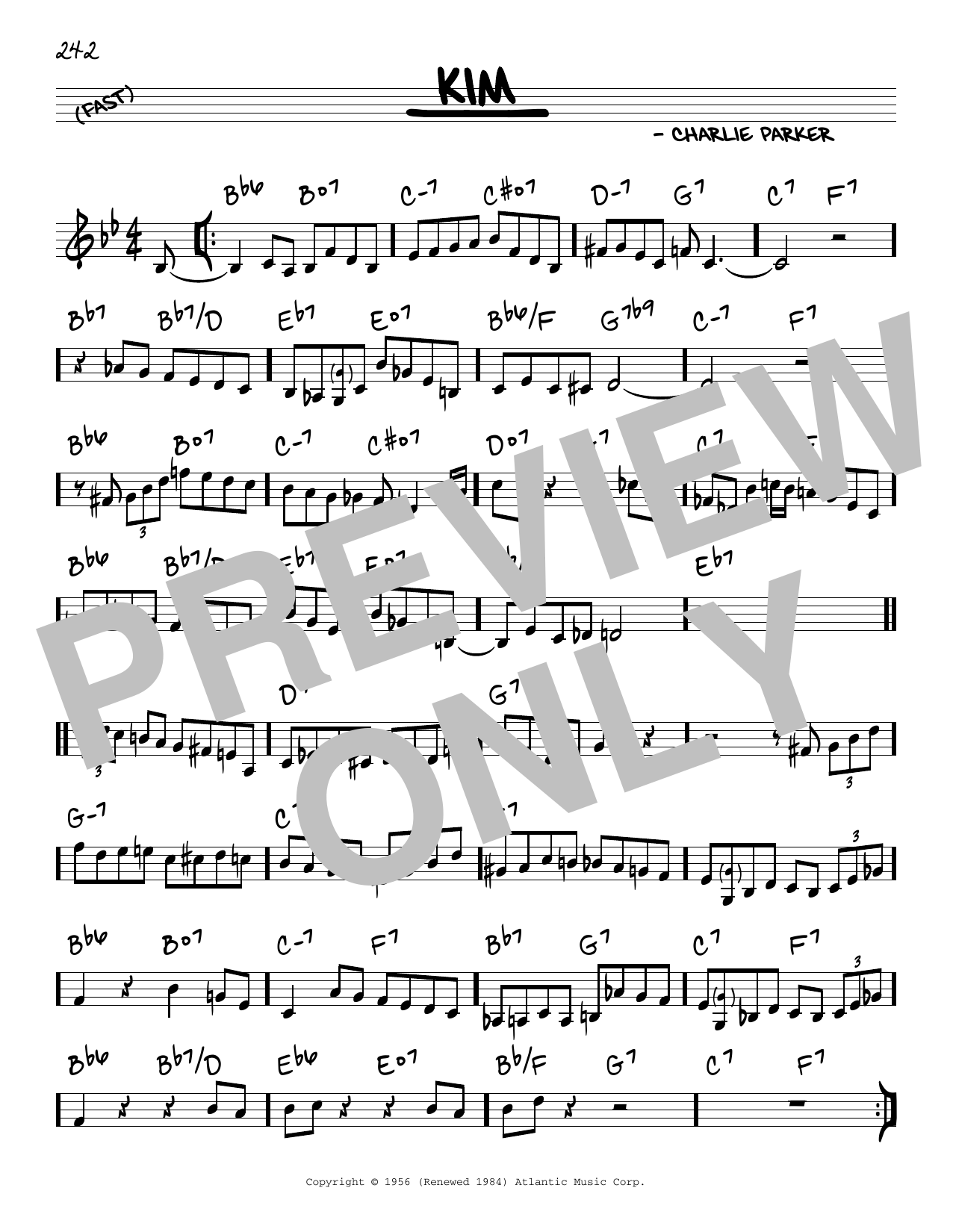 Charlie Parker Kim Sheet Music Notes & Chords for Real Book – Melody & Chords - Download or Print PDF
