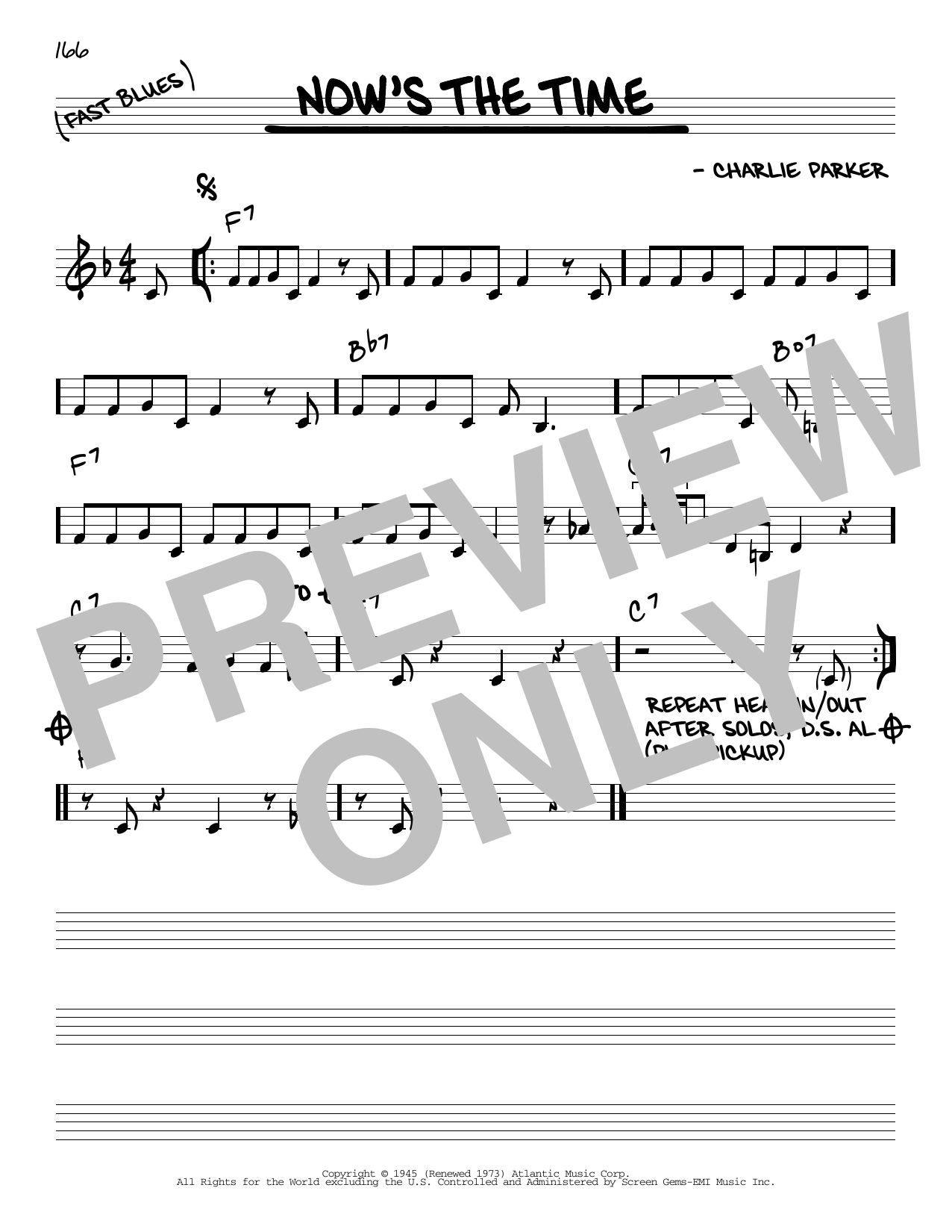 Charlie Parker Now's The Time Sheet Music Notes & Chords for Transcribed Score - Download or Print PDF