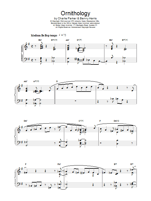 Charlie Parker Ornithology Sheet Music Notes & Chords for Real Book – Melody & Chords - Download or Print PDF