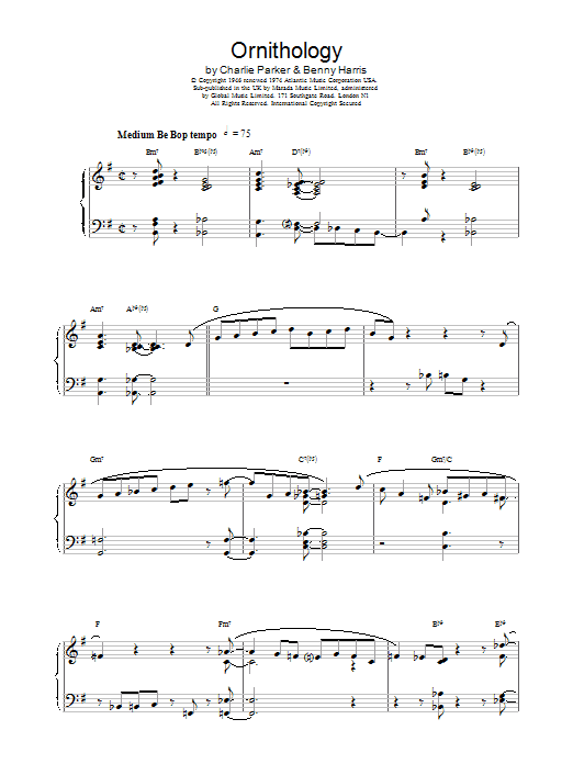 Charlie Parker Ornithology Sheet Music Notes & Chords for Alto Sax Transcription - Download or Print PDF