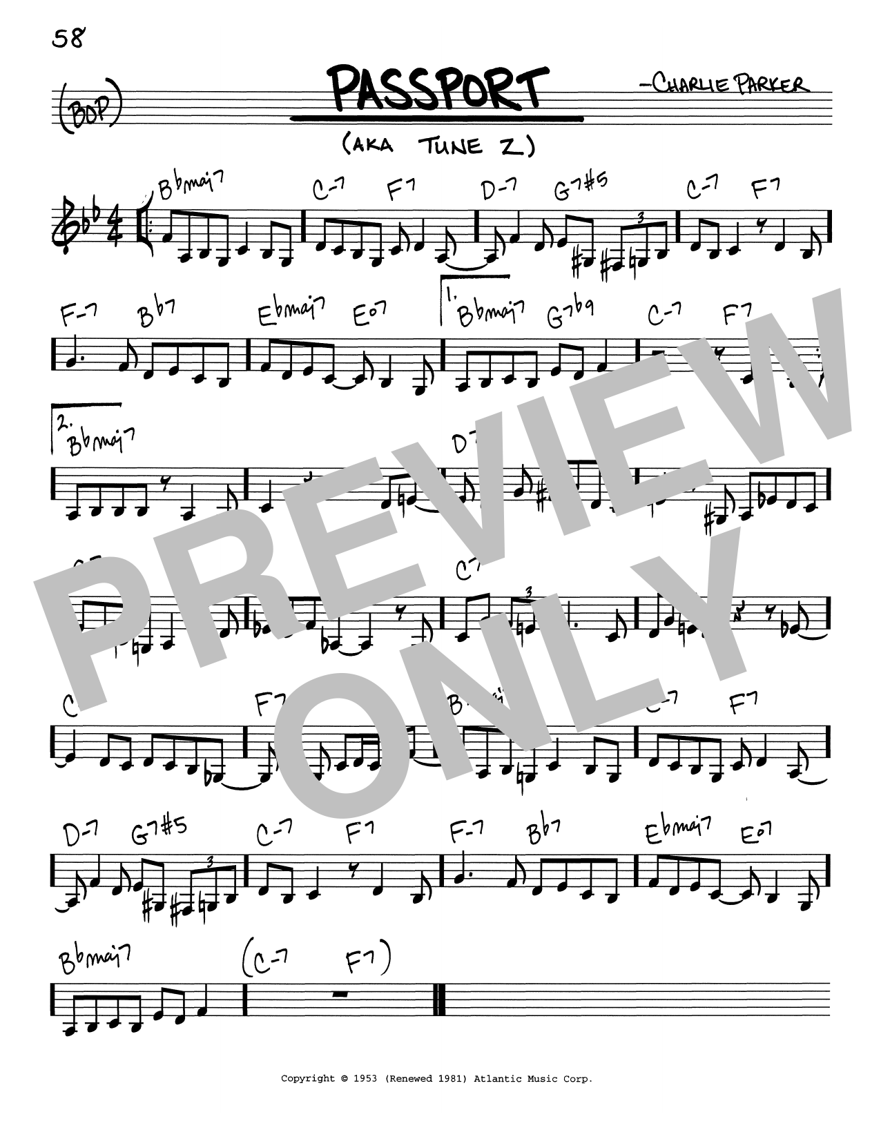 Charlie Parker Passport Sheet Music Notes & Chords for Transcribed Score - Download or Print PDF