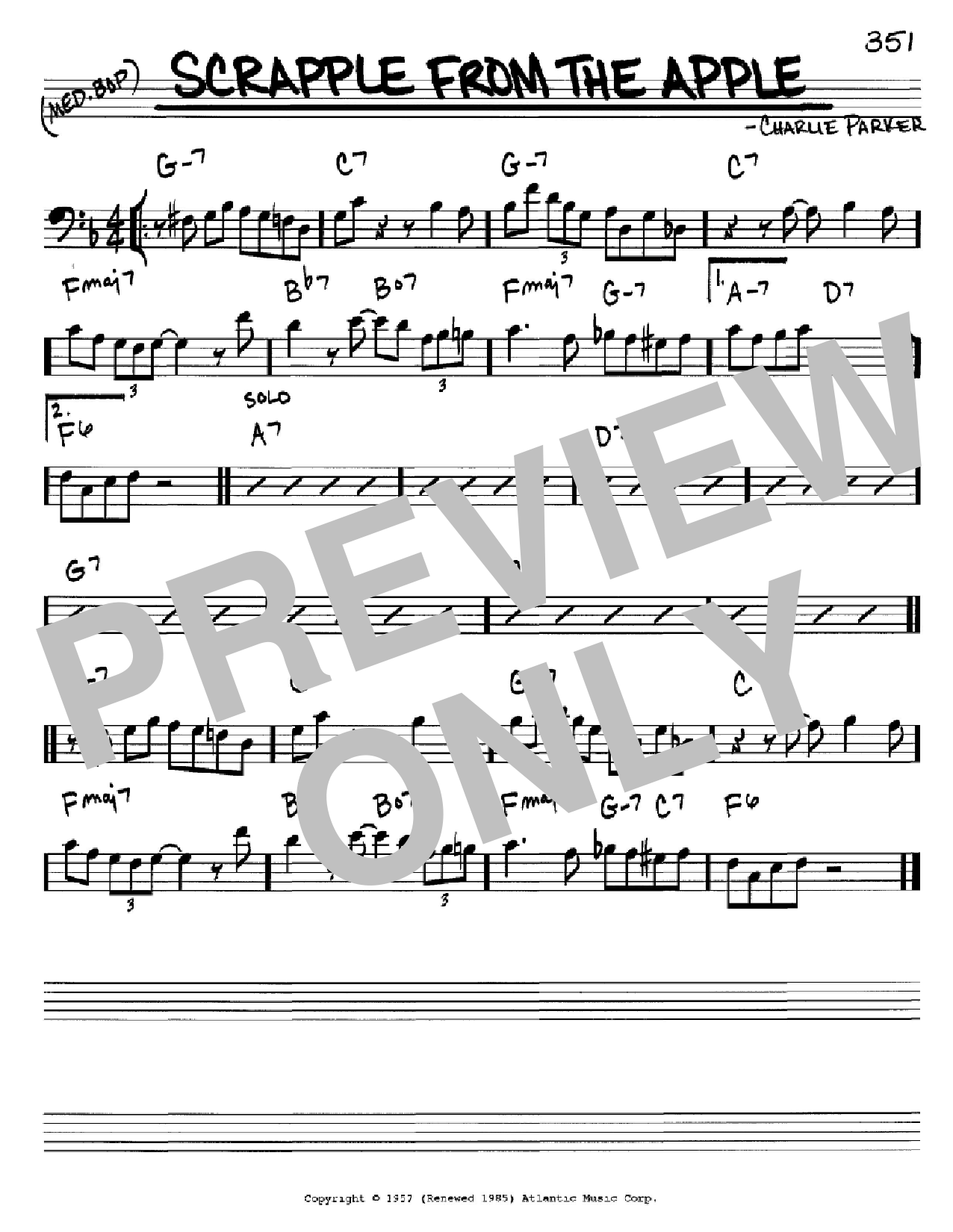 Charlie Parker Scrapple From The Apple Sheet Music Notes & Chords for Real Book - Melody & Chords - C Instruments - Download or Print PDF