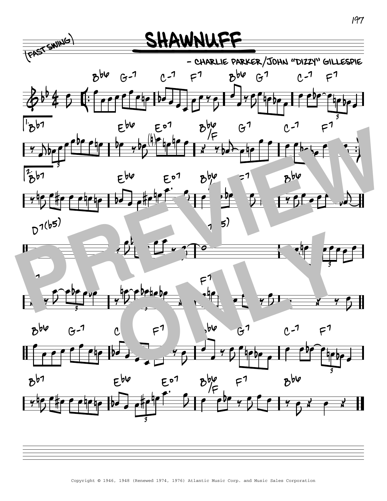 Charlie Parker Shawnuff Sheet Music Notes & Chords for Real Book - Melody & Chords - C Instruments - Download or Print PDF