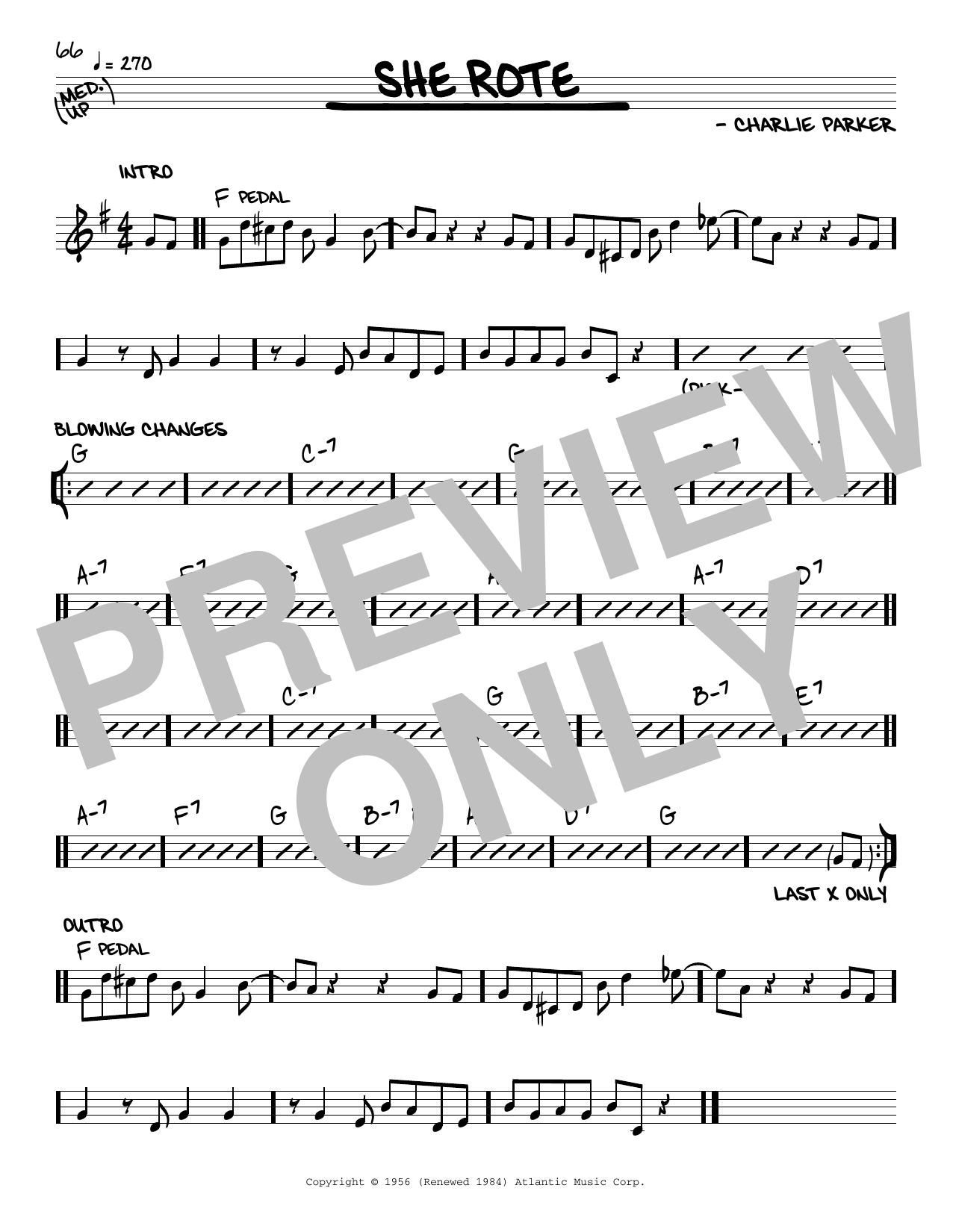 Charlie Parker She Rote Sheet Music Notes & Chords for Real Book – Melody & Chords - Download or Print PDF