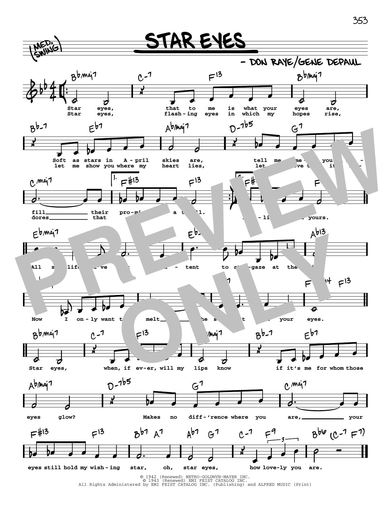 Charlie Parker Star Eyes (Low Voice) Sheet Music Notes & Chords for Real Book – Melody, Lyrics & Chords - Download or Print PDF