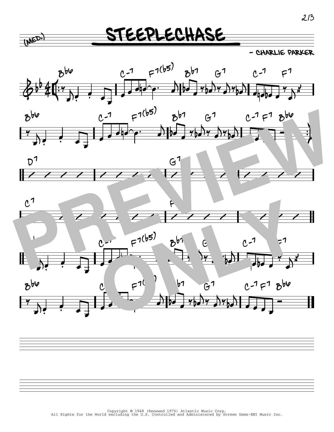 Charlie Parker Steeplechase Sheet Music Notes & Chords for Real Book - Melody & Chords - C Instruments - Download or Print PDF