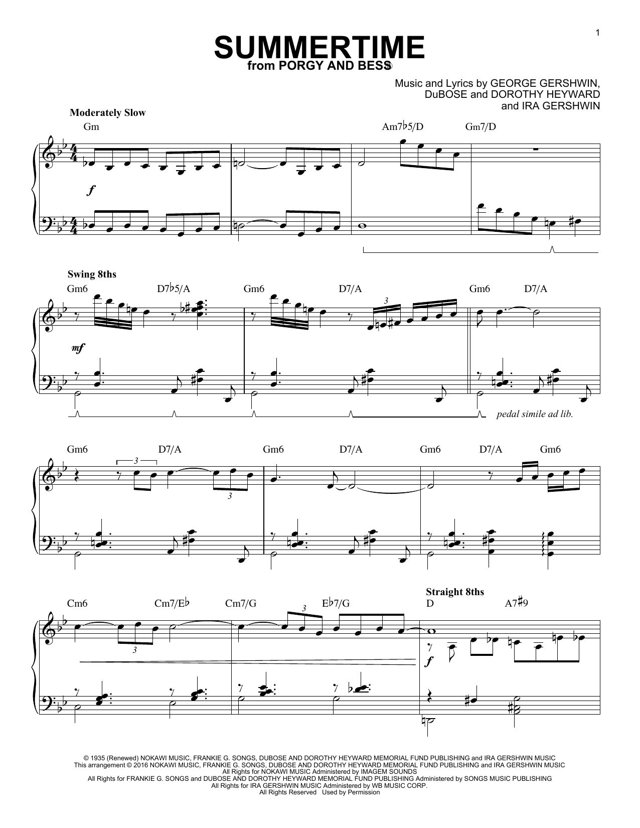 Charlie Parker Summertime (arr. Brent Edstrom) Sheet Music Notes & Chords for Piano - Download or Print PDF