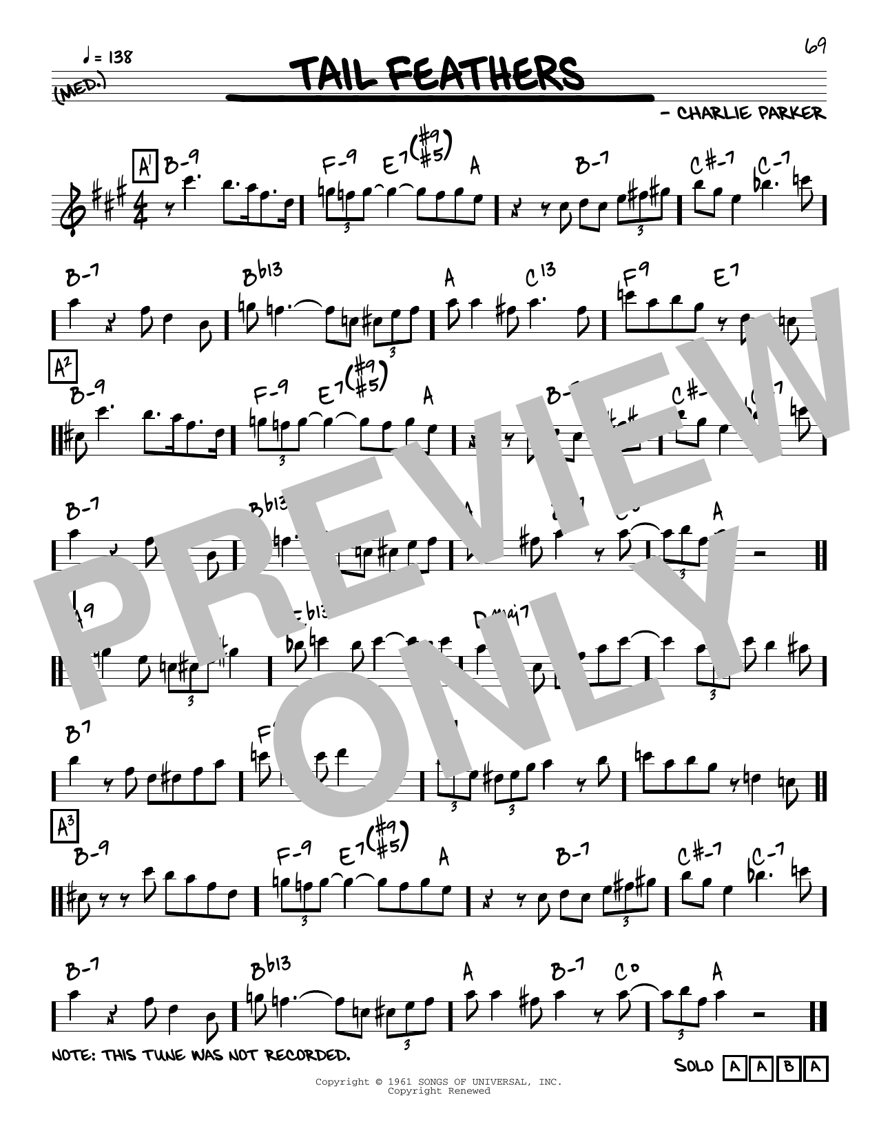 Charlie Parker Tail Feathers Sheet Music Notes & Chords for Real Book – Melody & Chords - Download or Print PDF