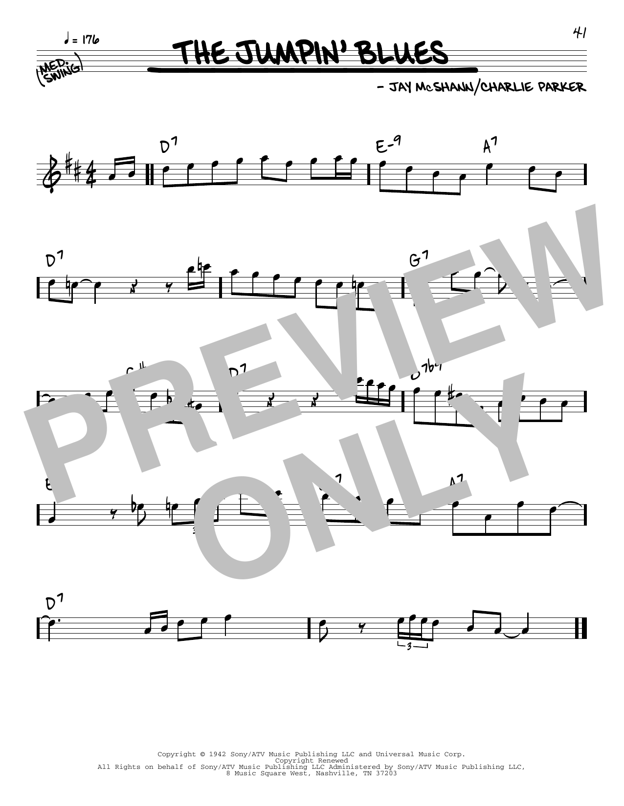 Charlie Parker The Jumpin' Blues Sheet Music Notes & Chords for Real Book – Melody & Chords - Download or Print PDF
