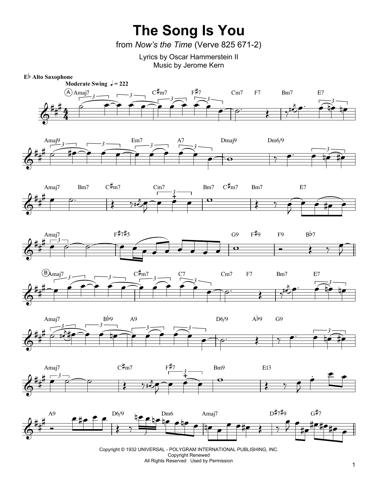 Charlie Parker The Song Is You Sheet Music Notes & Chords for Alto Sax Transcription - Download or Print PDF