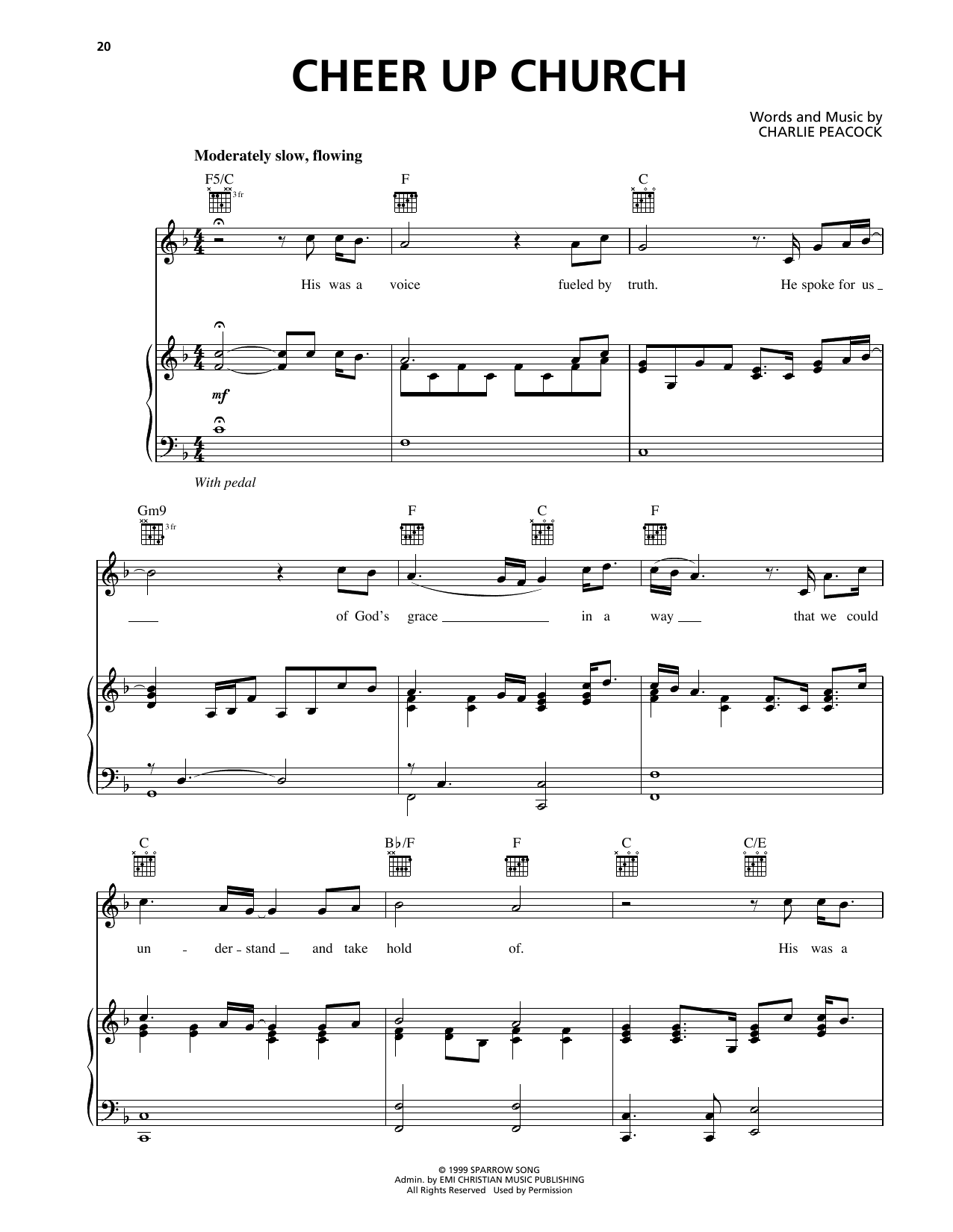Charlie Peacock Cheer Up Church Sheet Music Notes & Chords for Piano, Vocal & Guitar Chords (Right-Hand Melody) - Download or Print PDF