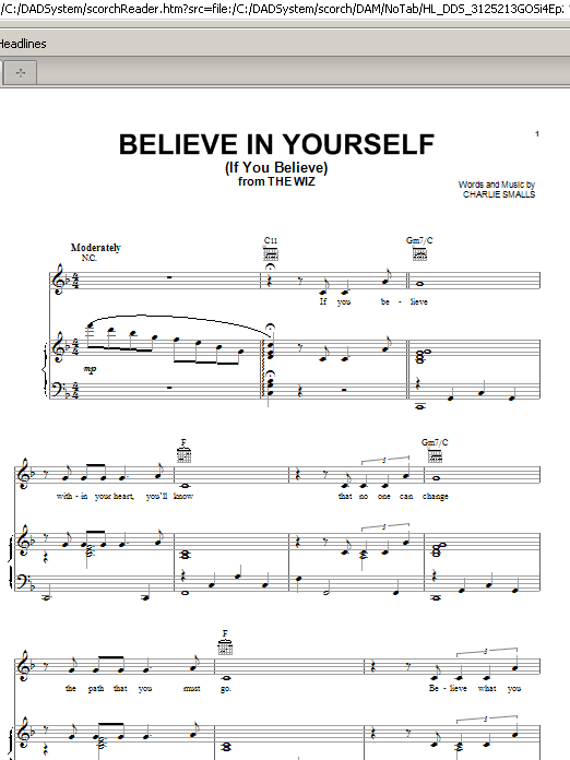 Charlie Smalls Believe In Yourself (If You Believe) Sheet Music Notes & Chords for Piano, Vocal & Guitar (Right-Hand Melody) - Download or Print PDF