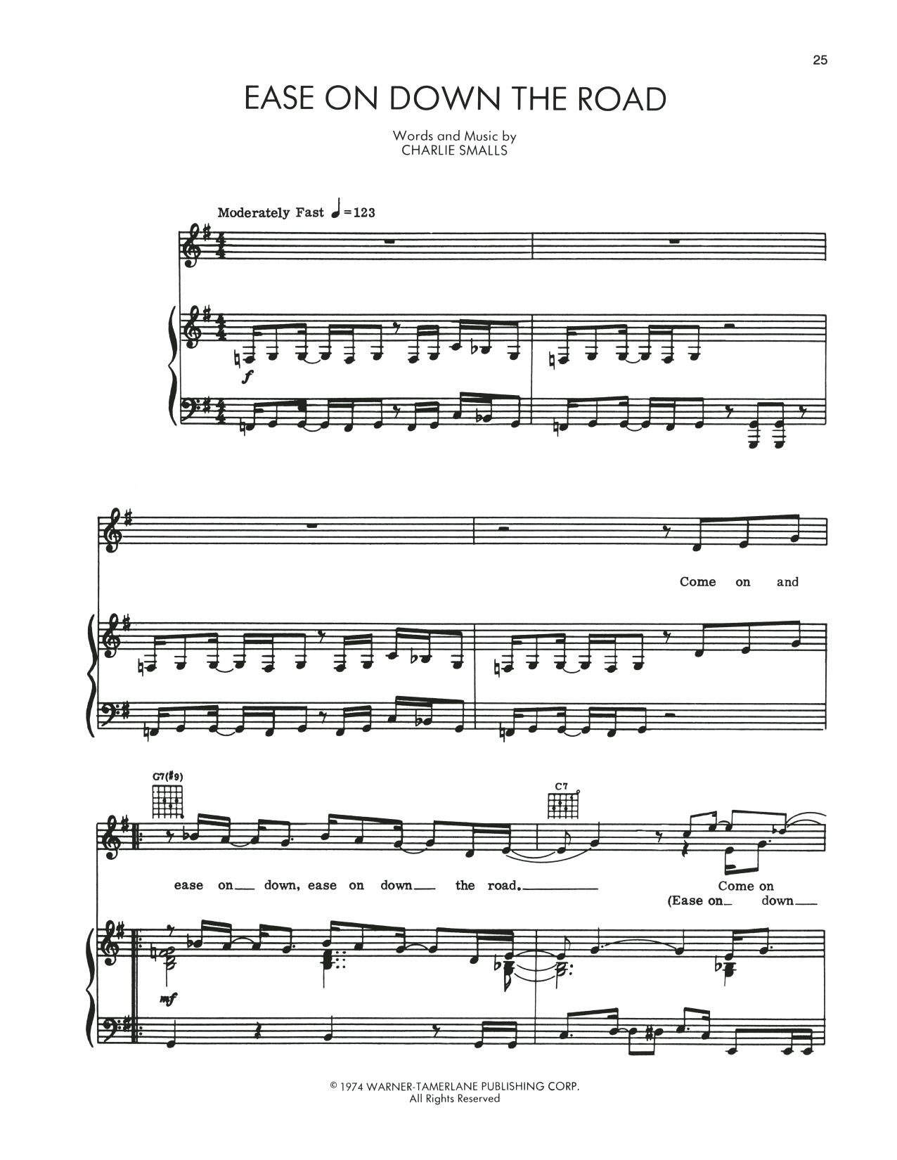 Charlie Smalls Ease On Down The Road (from The Wiz) Sheet Music Notes & Chords for Piano, Vocal & Guitar Chords (Right-Hand Melody) - Download or Print PDF