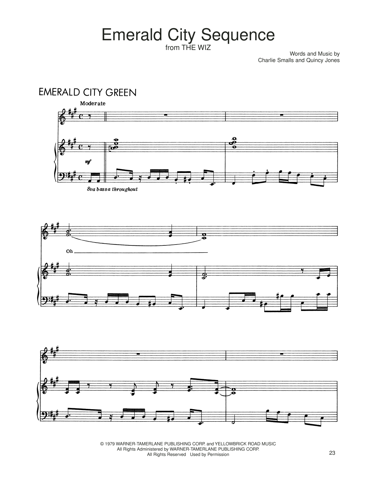 Charlie Smalls Emerald City Sequence (from The Wiz) Sheet Music Notes & Chords for Piano, Vocal & Guitar Chords (Right-Hand Melody) - Download or Print PDF