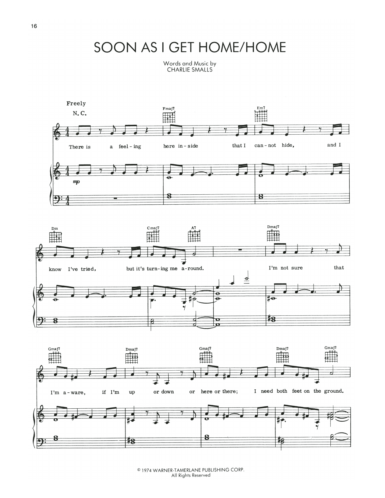 Charlie Smalls Soon As I Get Home/Home (from The Wiz) Sheet Music Notes & Chords for Piano, Vocal & Guitar Chords (Right-Hand Melody) - Download or Print PDF