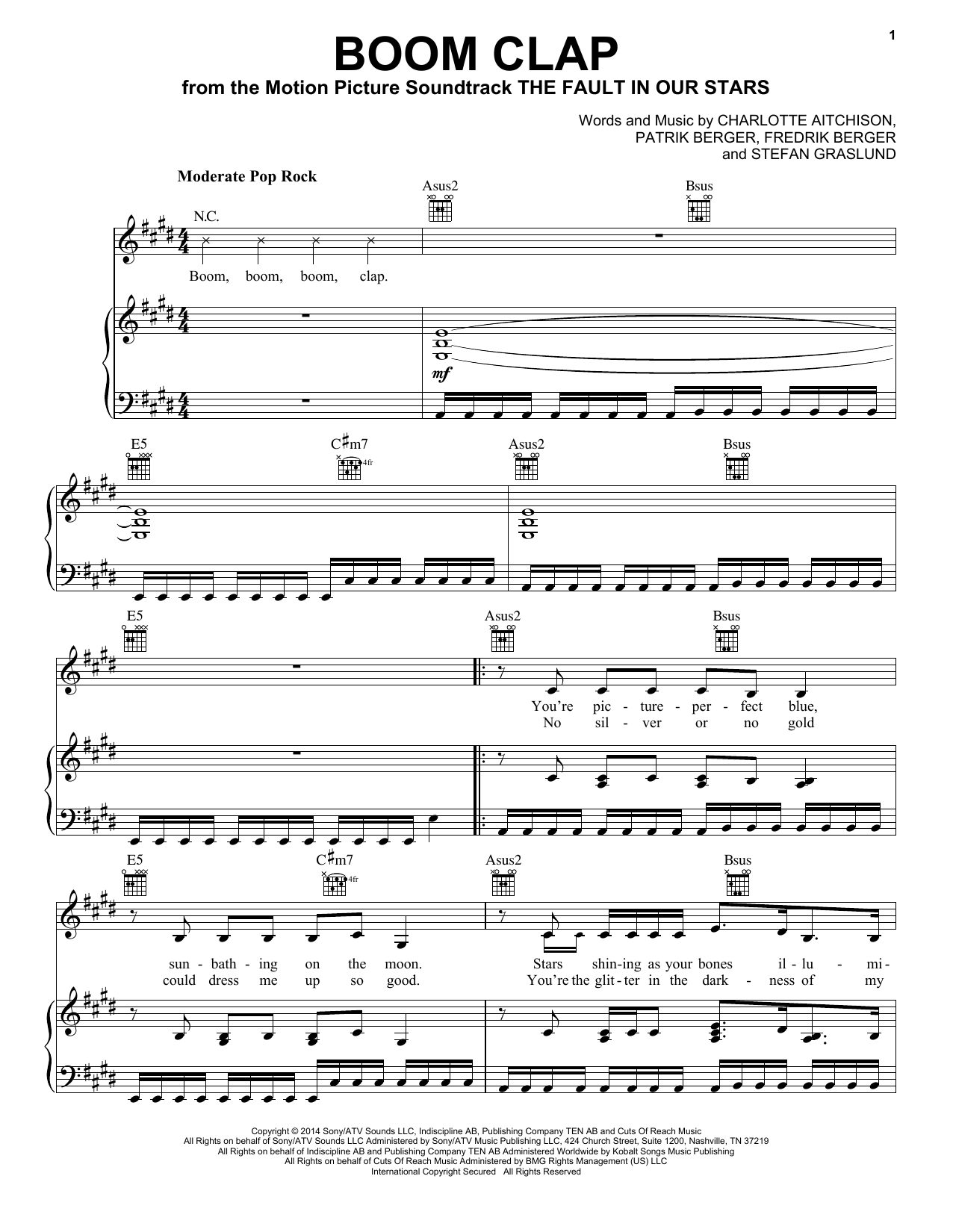 Charlie XCX Boom Clap Sheet Music Notes & Chords for Piano, Vocal & Guitar (Right-Hand Melody) - Download or Print PDF