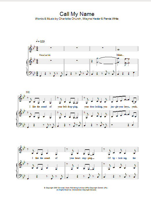 Charlotte Church Call My Name Sheet Music Notes & Chords for Keyboard - Download or Print PDF