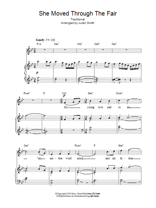 Charlotte Church She Moved Through The Fair Sheet Music Notes & Chords for Piano, Vocal & Guitar (Right-Hand Melody) - Download or Print PDF